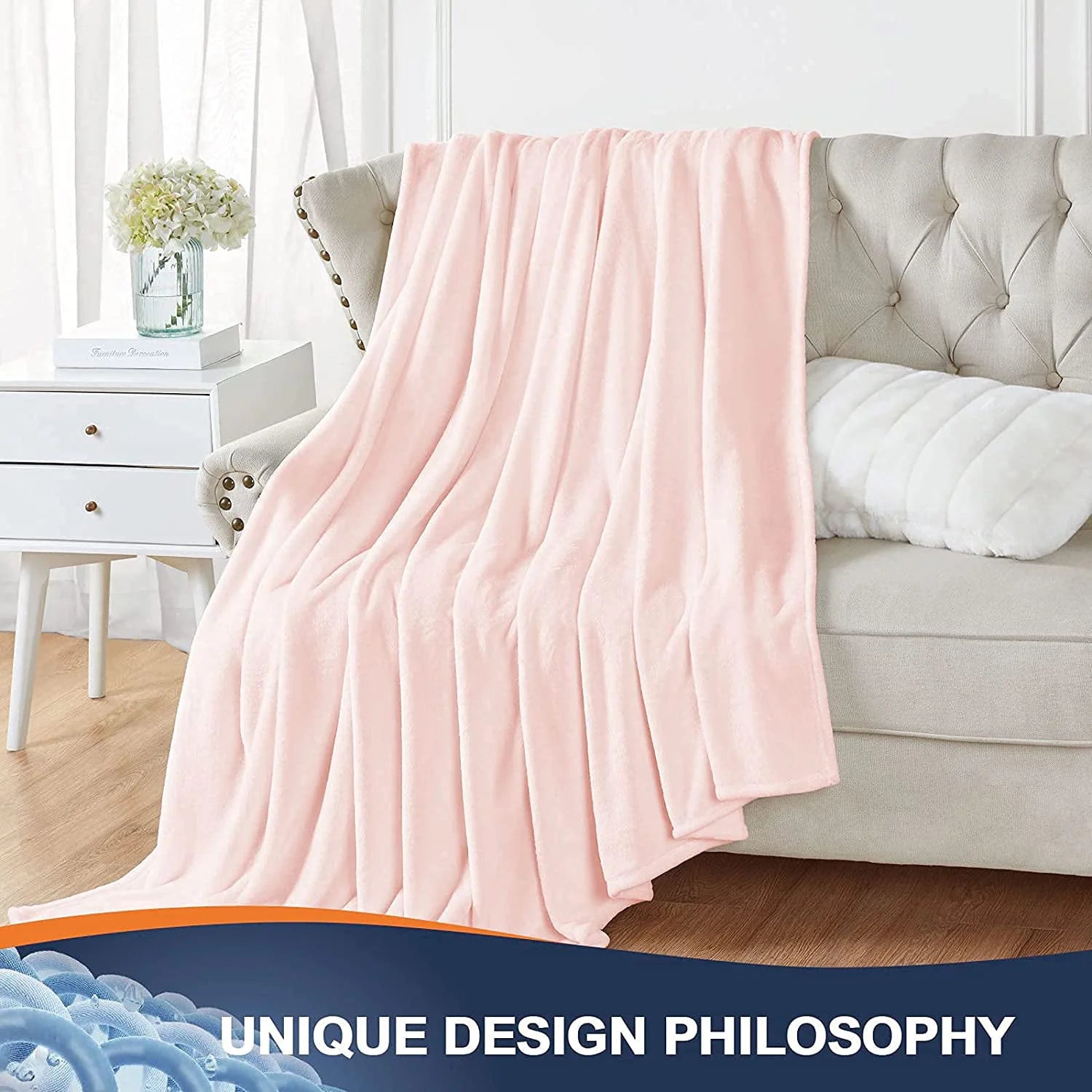 Walensee Ultra Soft Microplush Fleece Throw Blanket, 50" x 60", Pink, Machine Washable