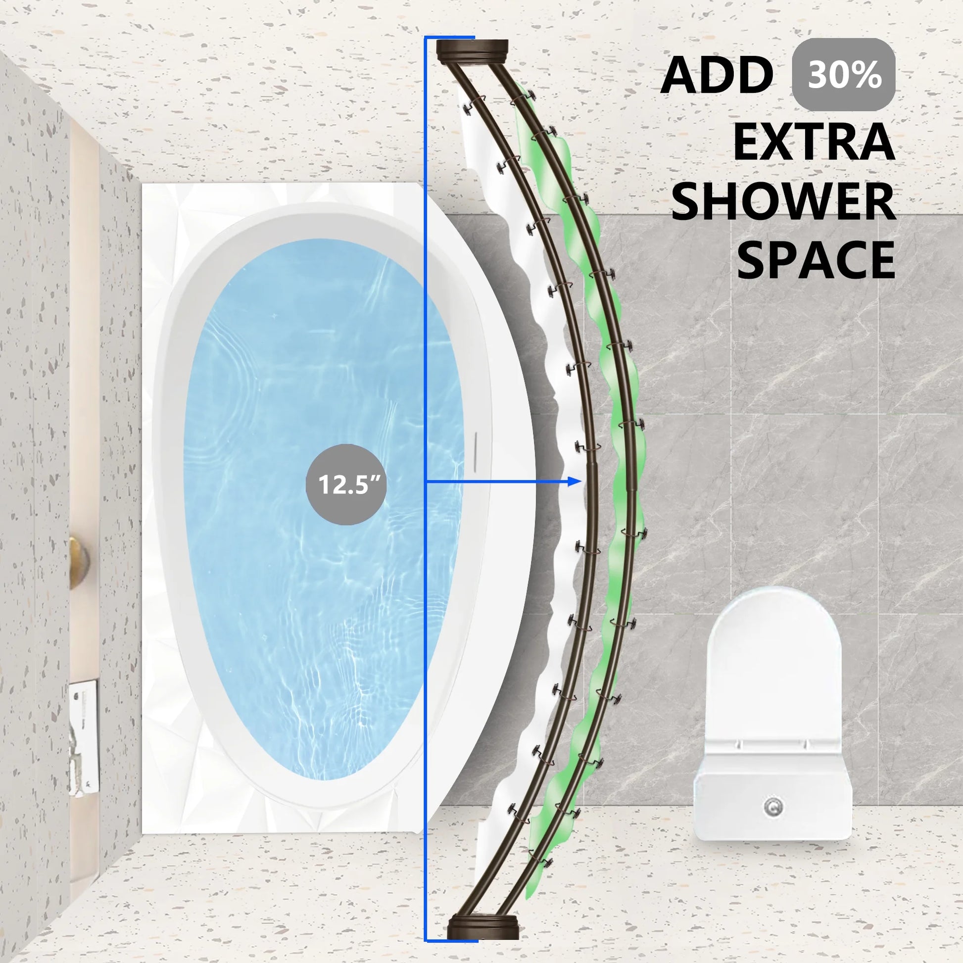 Utopia Alley Rustproof Wall Mounted Aluminum Double Curved Shower Curtain Rod, Screw Mount Rod, Secure Than Tension, Adjustable Shower Rod from 45" to 72", Includes shower liner & hooks (Bronze)