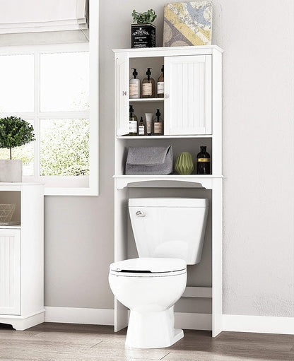 Spirich Home Bathroom Shelf Over-The-Toilet, Bathroom SpaceSaver, Bathroom Storage Cabinet Organizer, White