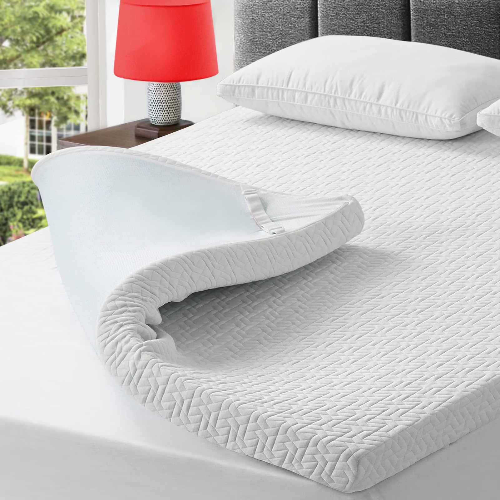 BedLuxury 3" Gel Memory Foam Mattress Topper, King Size - High Density