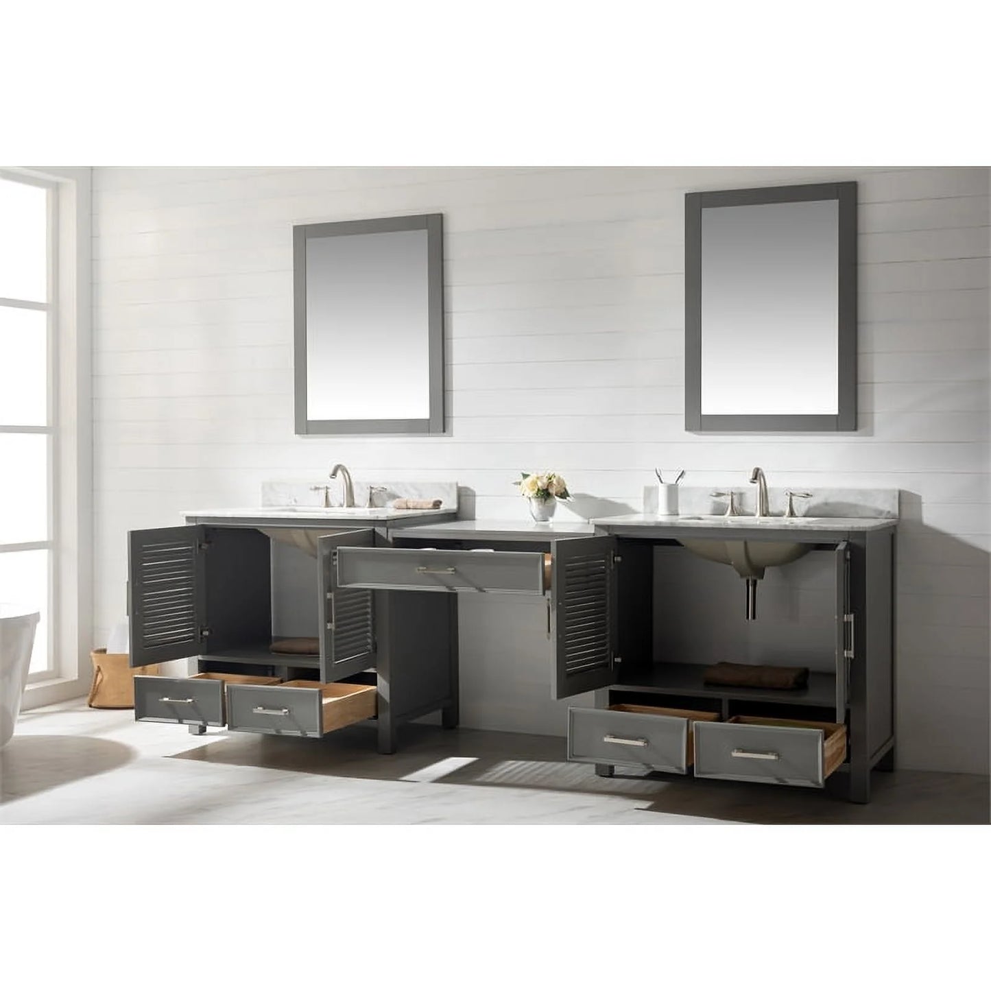 Design Element Estate 102" Double Sink Bathroom Vanity Modular Set in White