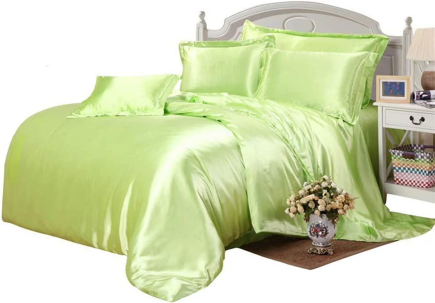 Roch Linen Silk Satin Comforter Full/Queen | Box Stitched | 300 GSM | Down Alternative Comforter | Luxurious Hotel Quality Quilt | Machine Washable | Ultra Soft Fluffy Bedding (Black)