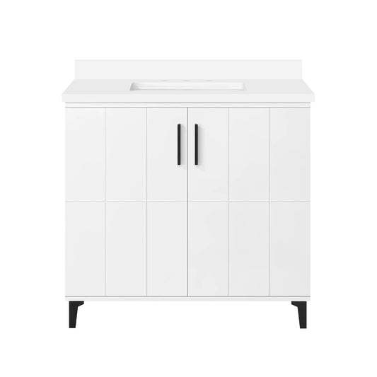 Ove Decors Zenia 36 in W x 22 in D Freestanding Bathroom Vanity with Sink, Matte White