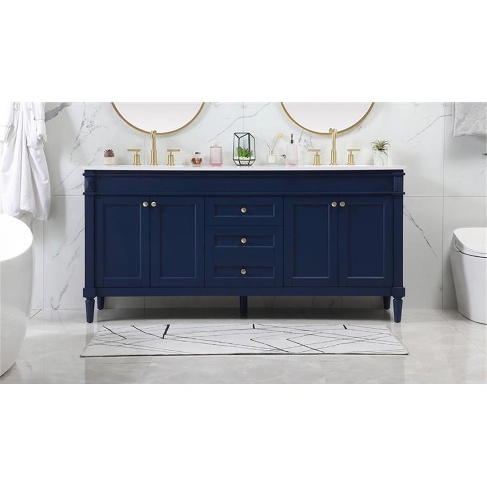 Elegant Kitchen and Bath 72 Inch Double Bathroom Vanity In Blue
