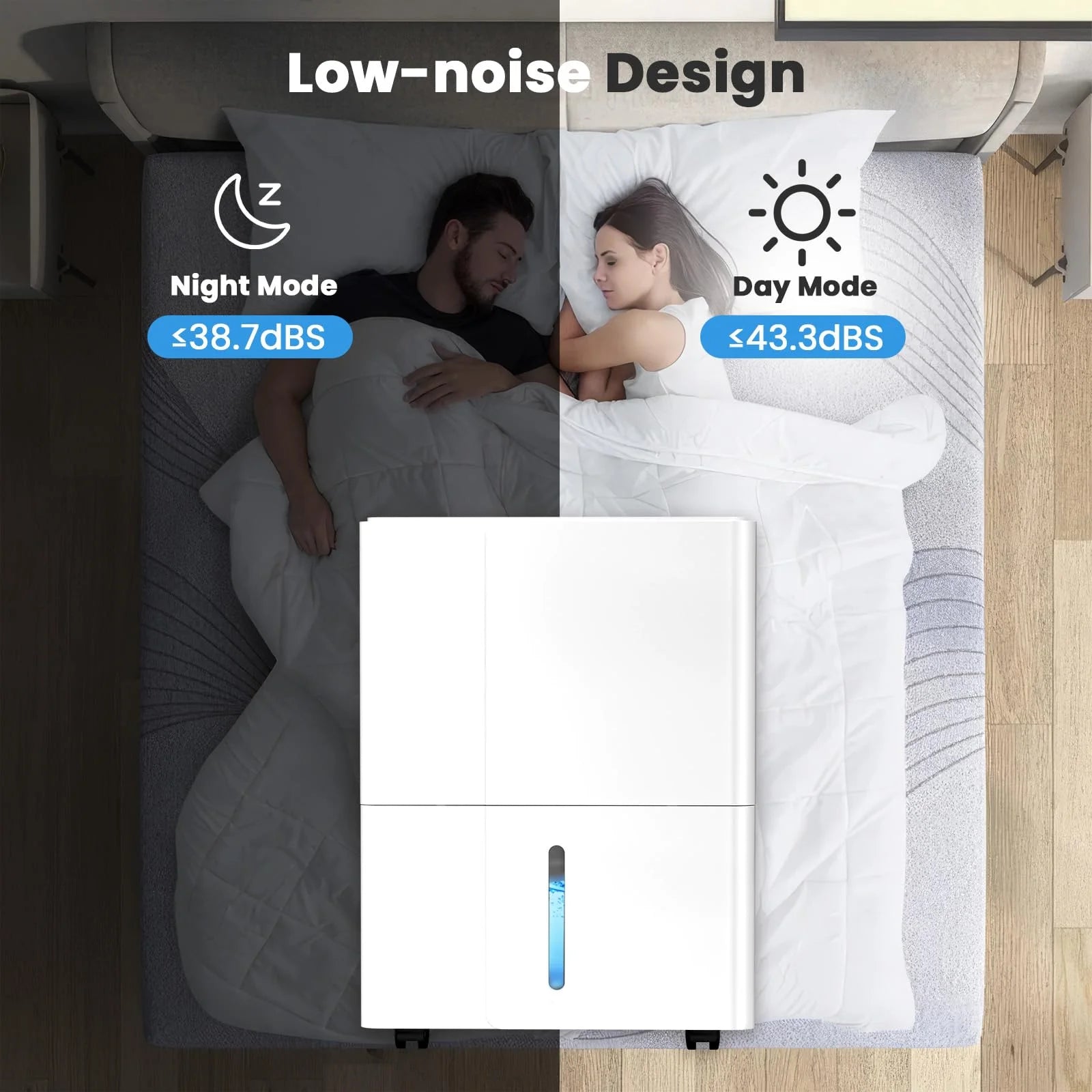 KISSAIR 22-Pint Dehumidifier, 3000 Sq. Ft Coverage Area Home Dehumidifier with Timer Continuous & Dry Mode, 4.8L Water Tank, Dehumidifier for Basement/Bathroom