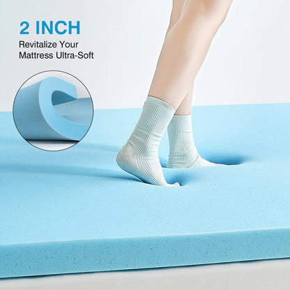 Fapo Queen Size Dual Layer 4 Inch Memory Foam Mattress Topper,Cooling Bamboo Surface,Including 2" 50D Gel Memory Foam and 2" 3D Desigh Soft Breathable Quilted Pillow Top Mattress Pad