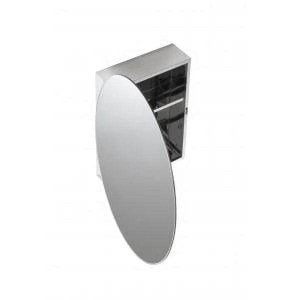 Croydex Tay Oval Stainless Steel Mirror Cabinet, Bathroom Medicine Cabinet (18x26in)