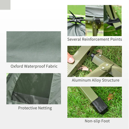 Outsunny Multifunctional Folding Camping Cots for Adults, Elevated Tent with Sleeping Bag, Thick Air Mattress Pad, Portable Single Sleeping Cot Camping Bed