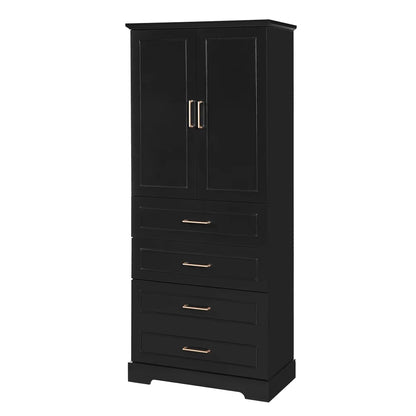 WGYPRIME 72.2'' Tall Bathroom Storage Cabinet, Freestanding Bathroom Floor Cabinet with 1 Doors and 3 Drawers, Modern Elegant Style Floor Cabinet w/Adjustable Shelf