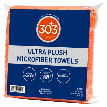 303 Premium Microfiber Towels - Automotive Detailing - Ultra Plush - Super Absorbent - Edgeless Design - Scratch Free - Multi-Purpose, 30901 (3 Count)