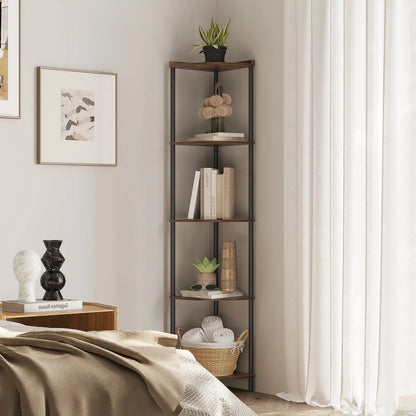 SUNMORY Corner Shelf Stand, 5 Tier Corner Bookshelf Plant Stand Storage Shelf for Bathroom Display Shelf for Living Room