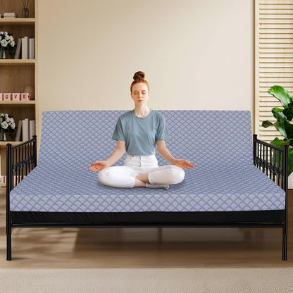 Slsy 6" Daybed Futon Mattress Memory Foam Futon Mattress, Thick Folding Sleeping Pad Breathable Floor Mattress for Adults, 5-Layer Foam Filling (Frame Not Included)
