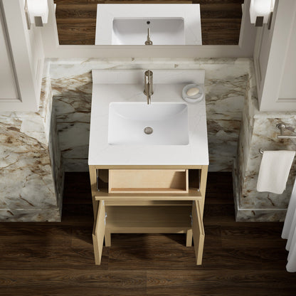 Kohler Solive Bathroom Vanity with Sink and Quartz Top in Oak