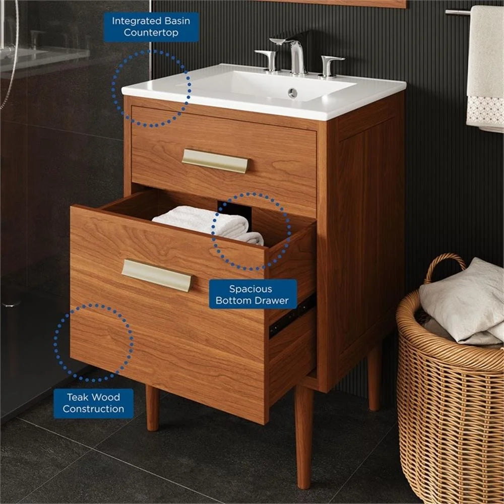 Modway Cassia 24" Bathroom Vanity in Natural White