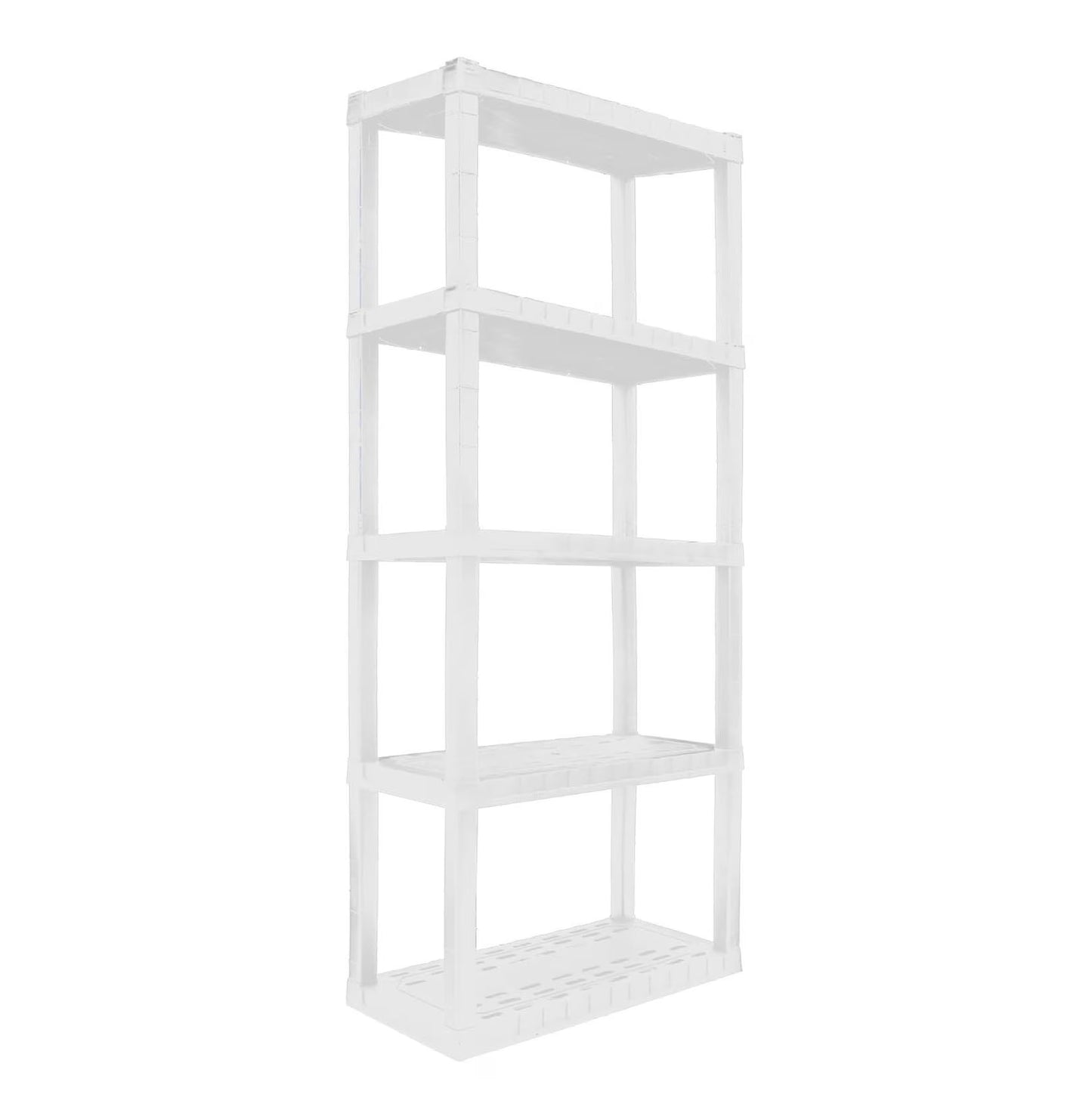 Oskar 5 Tier Plastic Shelves - Bathroom, Kitchen, Garage Storage - Heavy Duty, Stackable, No Tools, White 5-Tier-Small White