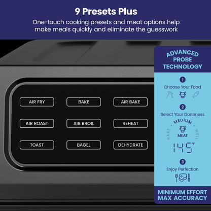 Chefman 12-in-1 Air Fryer Oven Combo w/Probe Thermometer, 20 qt Capacity, Black Stainless Steel