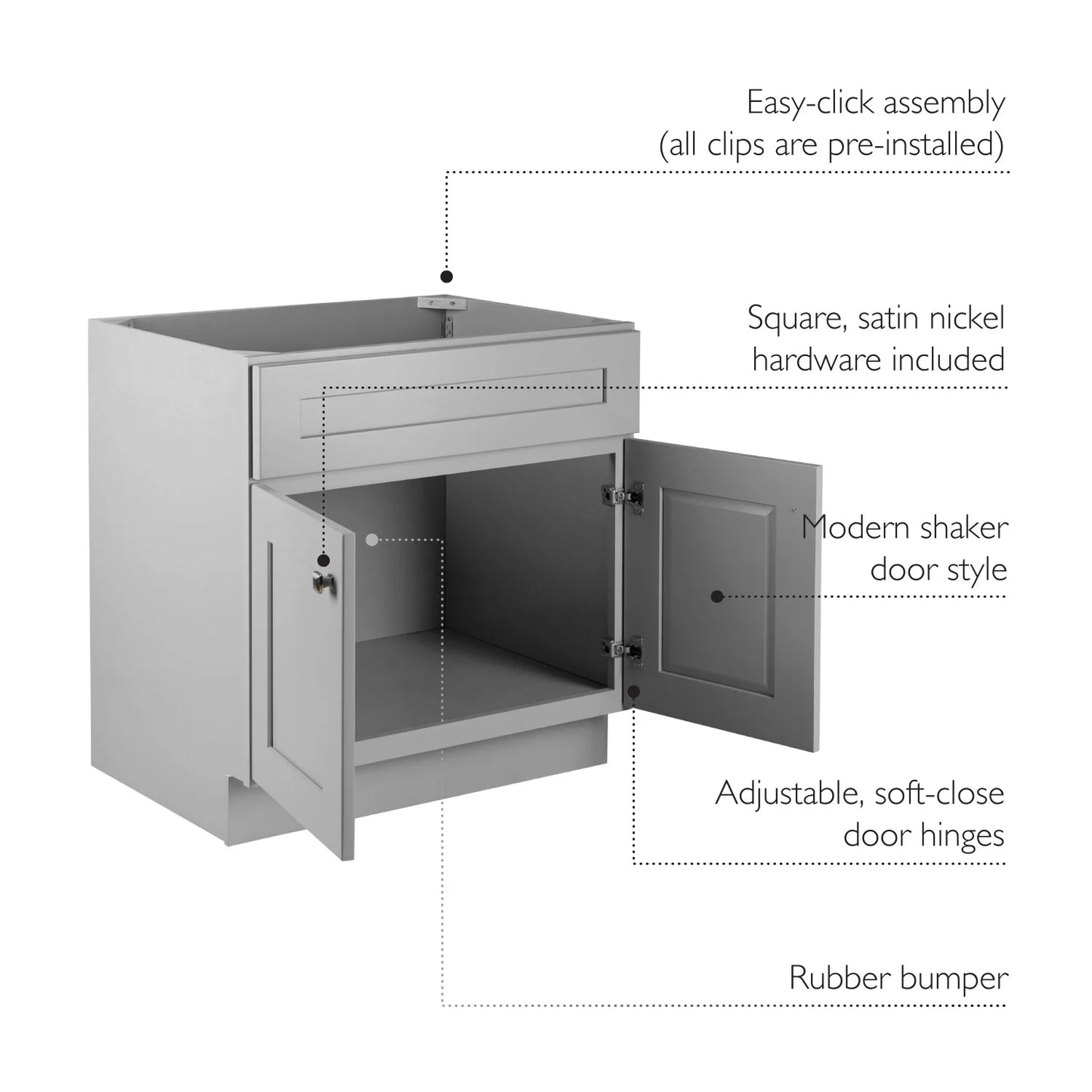 Design House Brookings 30" Ready to Assemble Solid Wood Bathroom Vanity, Sherwin Williams Gray