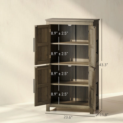 HOMCOM Bathroom Floor Cabinet, Farmhouse Bathroom Cabinet with Doors, Brown