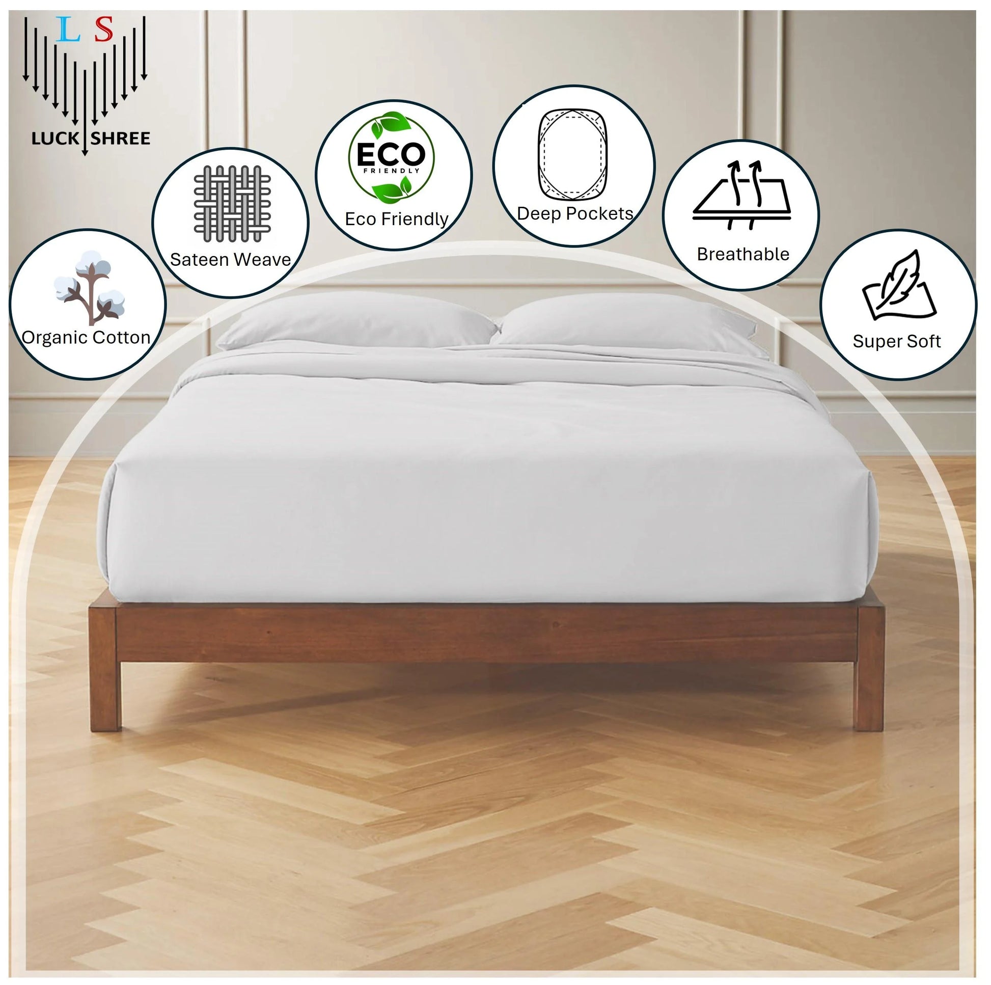 24-INCH EXTRA DEEP POCKETS -King Organic 1000-TC Cotton 6-PC Sheet Set with 4 Pillowcases - Black