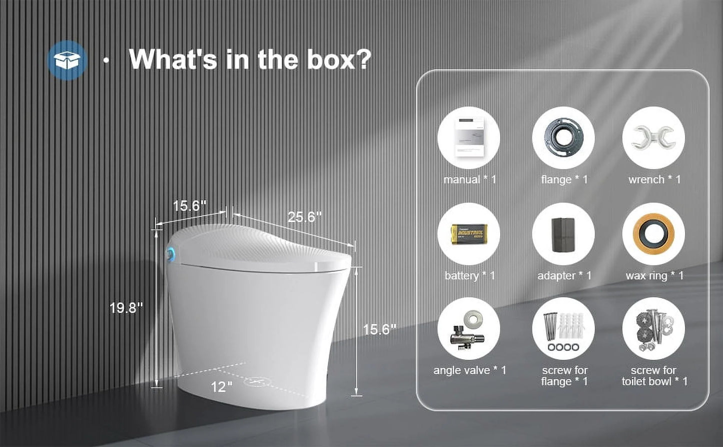 Horow Smart Toilet with Heated Seat, Automatic Power Flush Tankless,Ceramic One Piece Toilets no bidet
