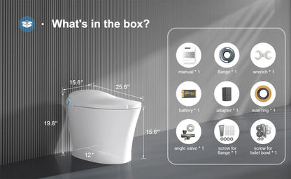 Horow Smart Toilet with Heated Seat, Automatic Power Flush Tankless,Ceramic One Piece Toilets no bidet