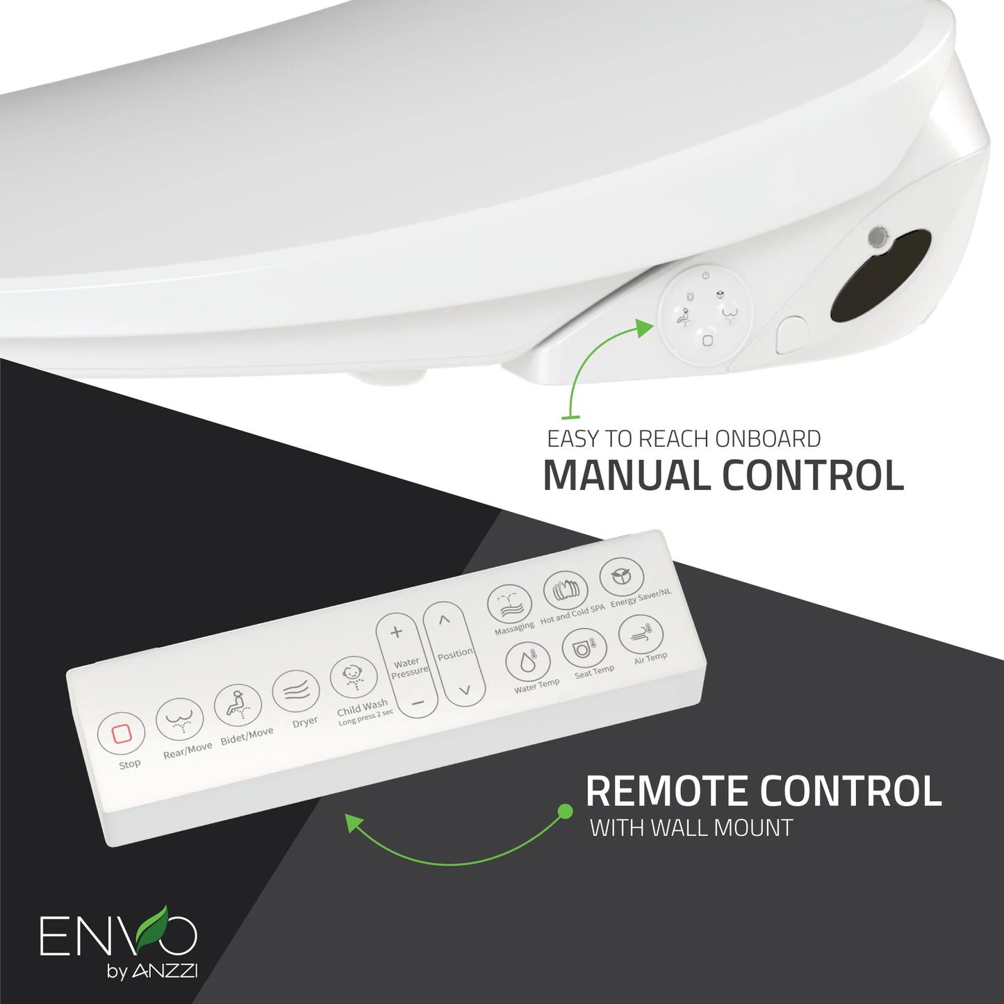 TL-AZEB105B Dive Smart Electric Bidet Toilet Seat with Remote Control, Heated Seat in White