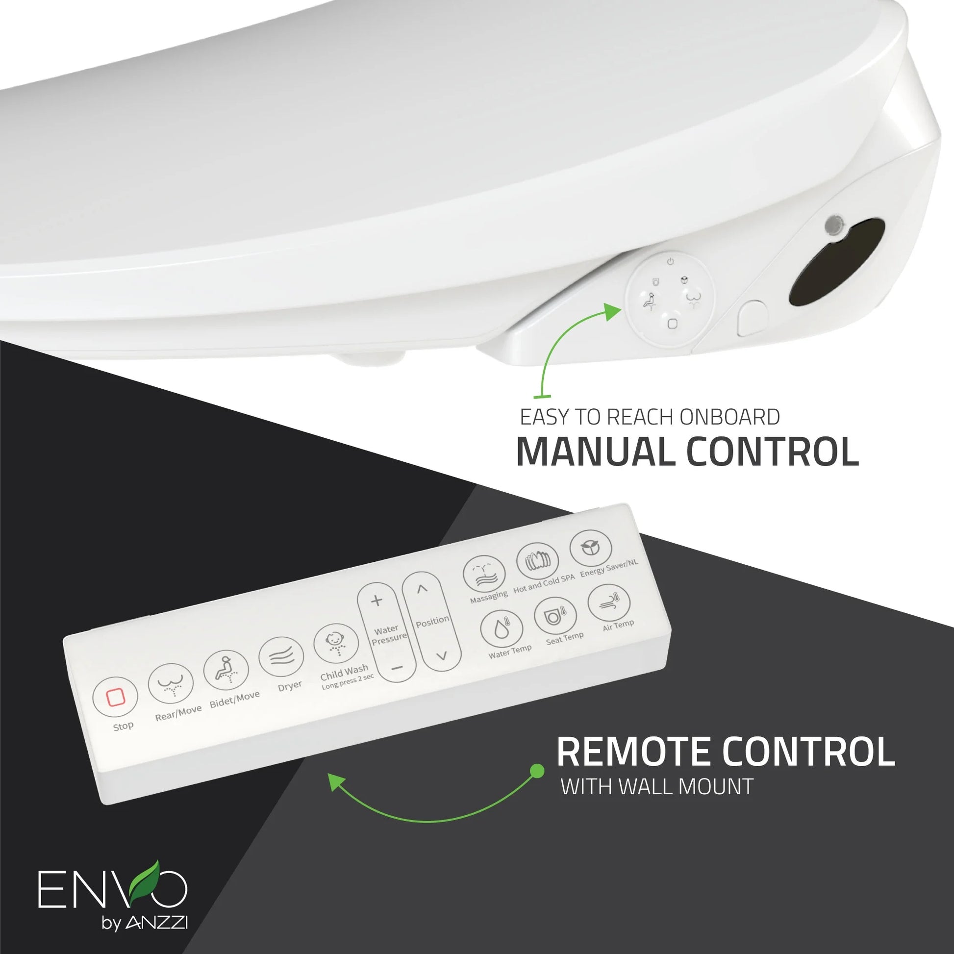 TL-AZEB105B Dive Smart Electric Bidet Toilet Seat with Remote Control, Heated Seat in White