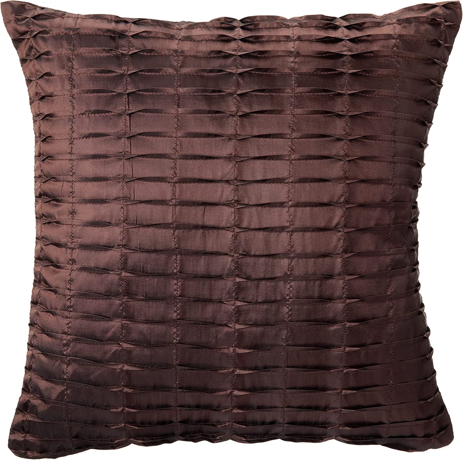 Violet Linen Silky Pleated Satin Pattern, Faux Silk Polyester Fabric, Brown , 17 Inch x 17 Inch, Square, Decorative Accent Throw Pillow