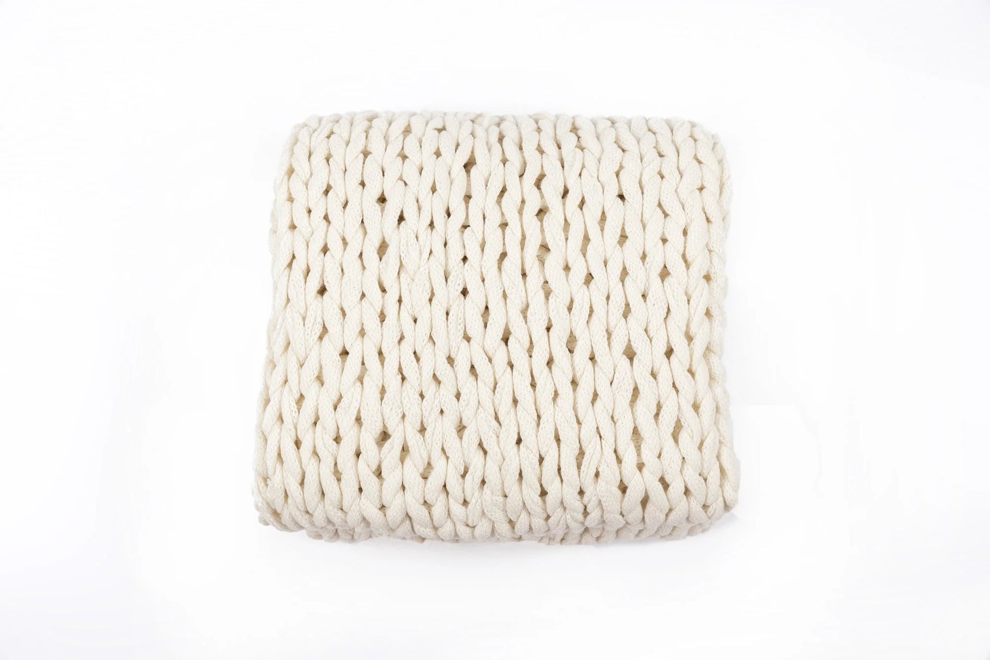Silver One Super Chunky Knitted Throw Blanket, White, 50" x 60"
