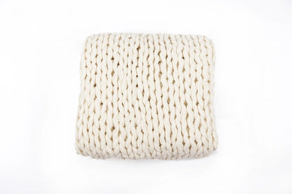 Silver One Super Chunky Knitted Throw Blanket, White, 50" x 60"