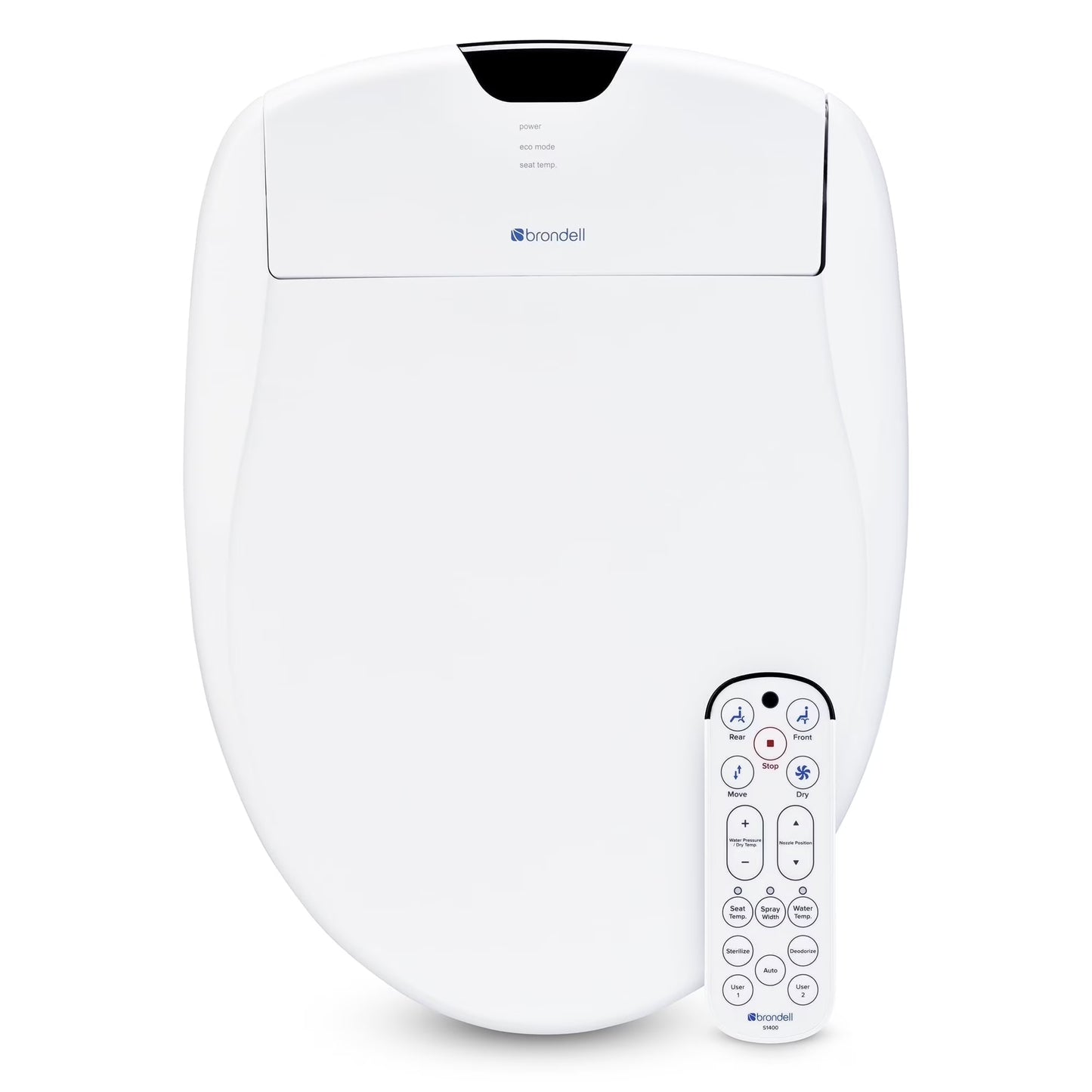 Brondell Bidet Toilet Seat S1400, Smart Toilet Seat, Dual Stainless-Steel, Self-Cleaning Nozzle With Clean Plus Technology, Endless Warm Water Bidet, Warm Air Dryer-Nightlight, Heated Seat, Elongated