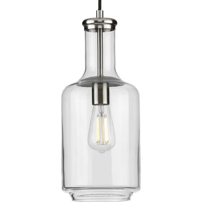 P500229-009-Progress Lighting-Latrobe - Pendants Light - 1 Light - Cylinder Shade in Coastal style - 7 Inches wide by 17 Inches high-Brushed Nickel