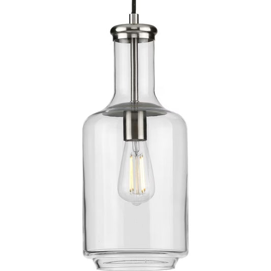 P500229-009-Progress Lighting-Latrobe - Pendants Light - 1 Light - Cylinder Shade in Coastal style - 7 Inches wide by 17 Inches high-Brushed Nickel