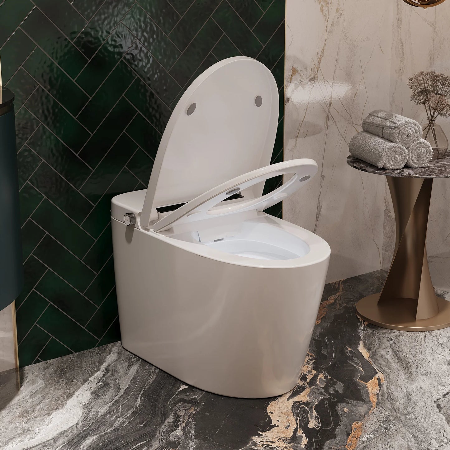 Tankless Elongated Smart Toilet Bidet 1.28 GPF in White with Auto Flush, Heated Seat, Warm Air Dryer, Digital Display