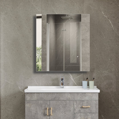 FUMANGO Aluminum Bathroom Medicine Cabinet, 24" x 24", firm and durable, waterproof and rust-proof, recessed or surface mounted,,Assembly required