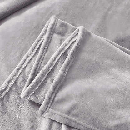 Exclusivo Mezcla Queen Size Flannel Fleece Velvet Plush Bed Blanket as Bedspread, Coverlet, Bed Cover (90x90 inches, Light Grey) Soft, Lightweight, Warm and Cozy