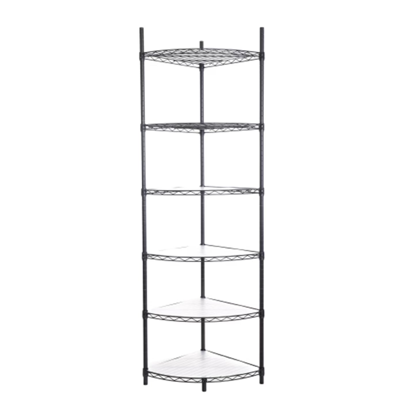 6 Tier Corner Storage Shelves, Wire Shelving Unit, Adjustable Metal Heavy Duty Free Standing Corner Storage Display Chrome Rack for Laundry Bathroom Kitchen Pantry Closet, Chrome