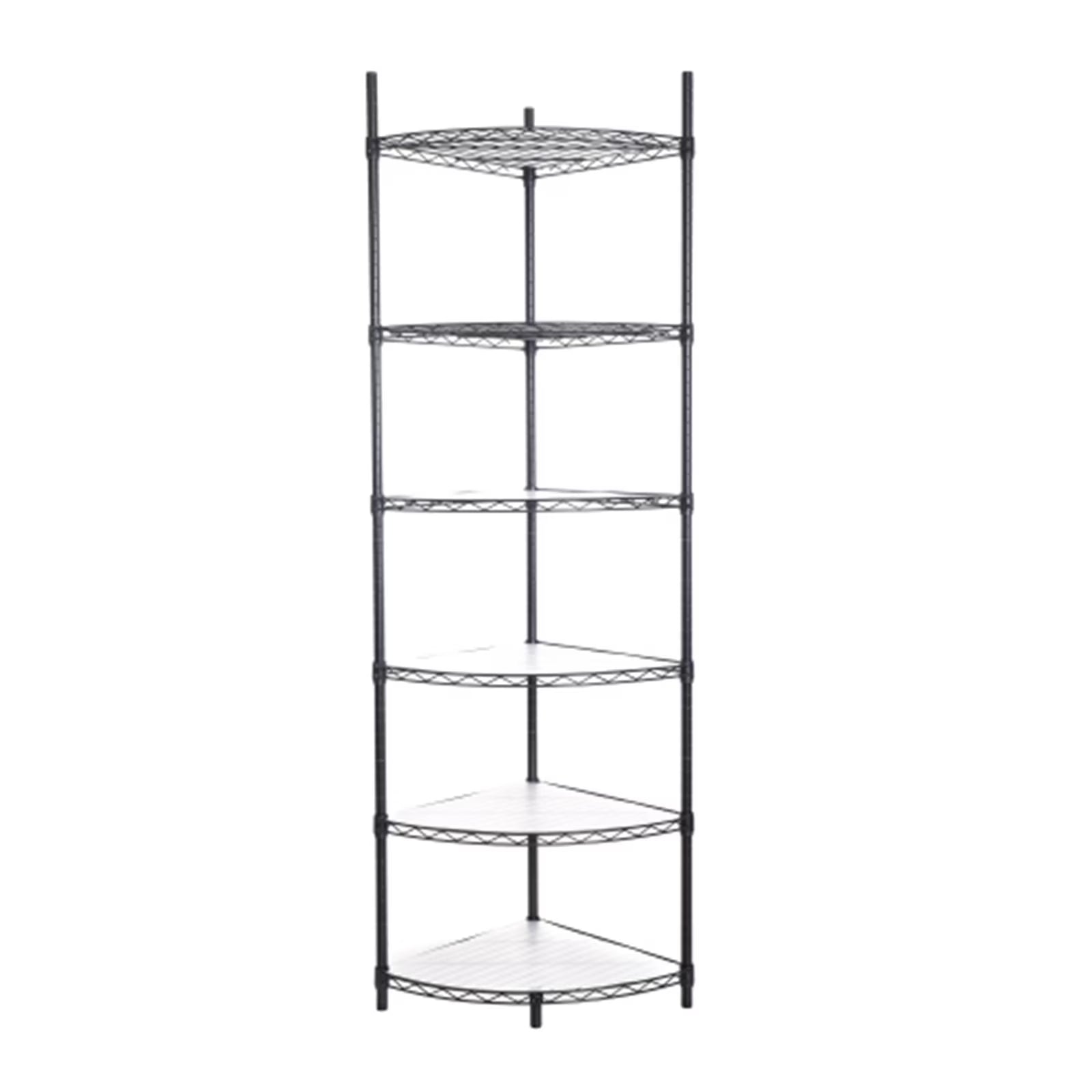 6 Tier Corner Storage Shelves, Wire Shelving Unit, Adjustable Metal Heavy Duty Free Standing Corner Storage Display Chrome Rack for Laundry Bathroom Kitchen Pantry Closet, Chrome