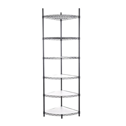 6 Tier Corner Storage Shelves, Wire Shelving Unit, Adjustable Metal Heavy Duty Free Standing Corner Storage Display Chrome Rack for Laundry Bathroom Kitchen Pantry Closet, Chrome