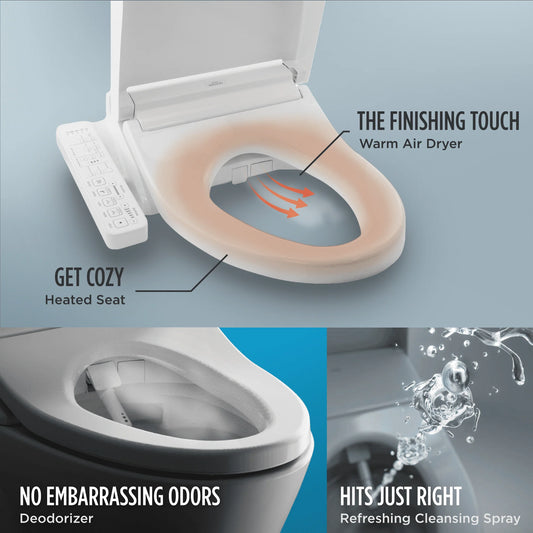 TOTO® WASHLET® C2 Electronic Bidet Toilet Seat with PREMIST and EWATER+ Wand Cleaning, Elongated, Cotton White - SW3074#01
