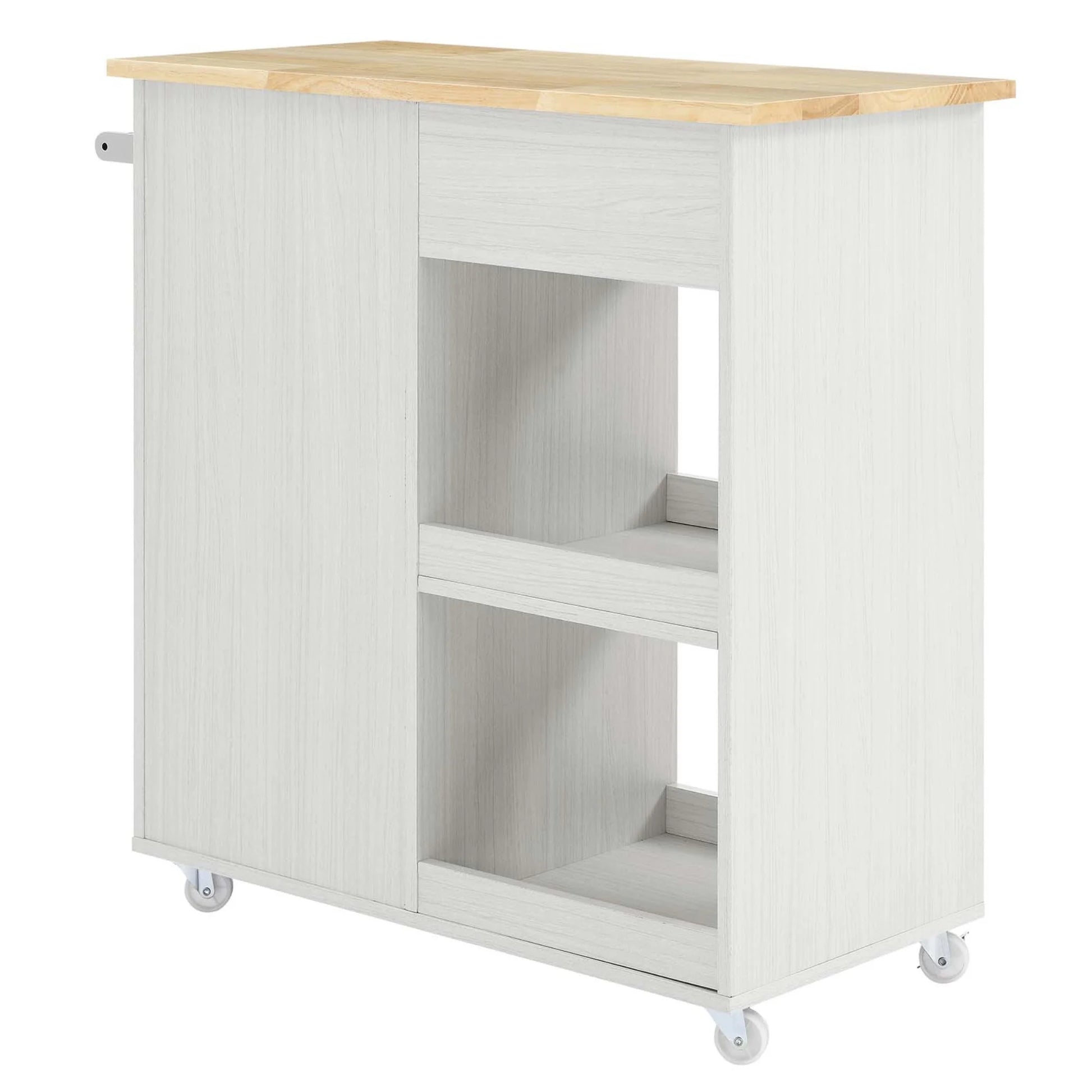 Modway Culinary Kitchen Cart With Towel Bar in White Natural