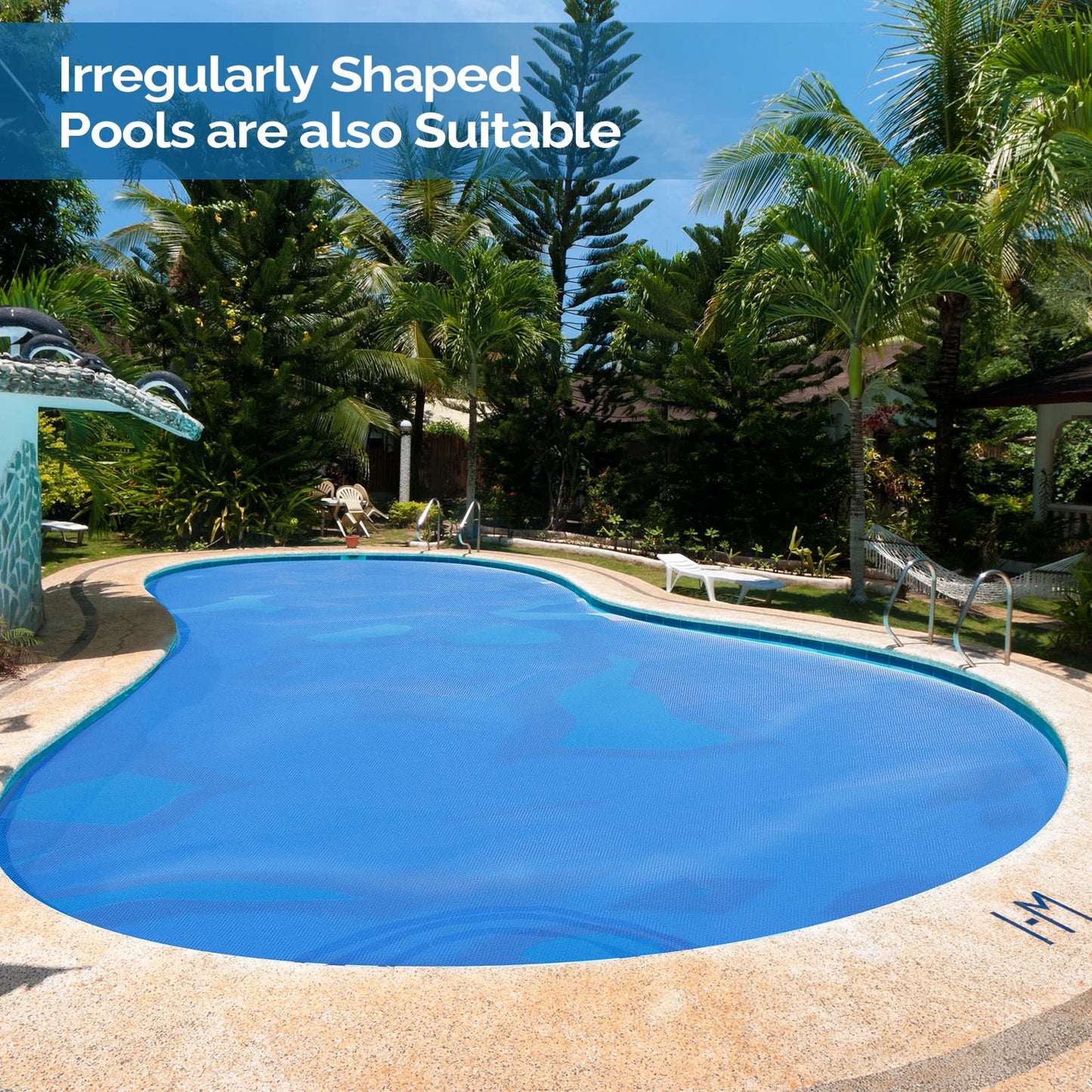 VINGLI 12 mil Solar Pool Cover 18x36 ft Rectangle Solar Blanket for Inground Pool and Above-Ground Swimming Pool, Blue