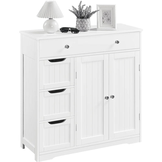 Yaheetech Free-Standing Floor Cabinet with Drawers and Doors for Bathroom,White