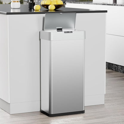 LAZY BUDDY 60 Liter/16 Gallon Stainless Steel Motion Sensor Trash Can for Kitchen, Bathroom, Rectangular
