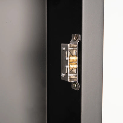 Emma + Oliver Black Metal Framed Bathroom Medicine Cabinet with Reversible, Recessed Design and Beveled Rounded Mirror - 24" x 30"