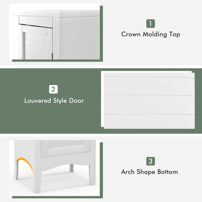 Vicamelia Bathroom Floor Cabinet Narrow Linen Tower w/2 Doors & Adjustable Shelf, Tall Kitchen Pantry Cabinet, White
