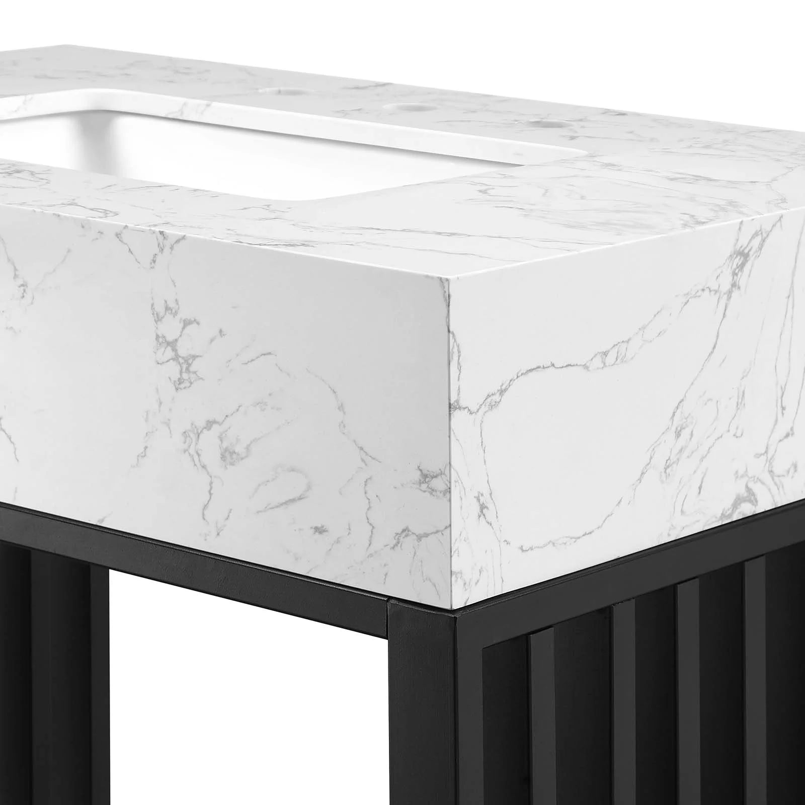 Modway Gridiron 30" Bathroom Vanity in White Black