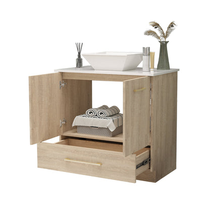 OXYLIFE 30 inch Bathroom Vanity Storage Cabinet with Sink for Bathroom, Oak