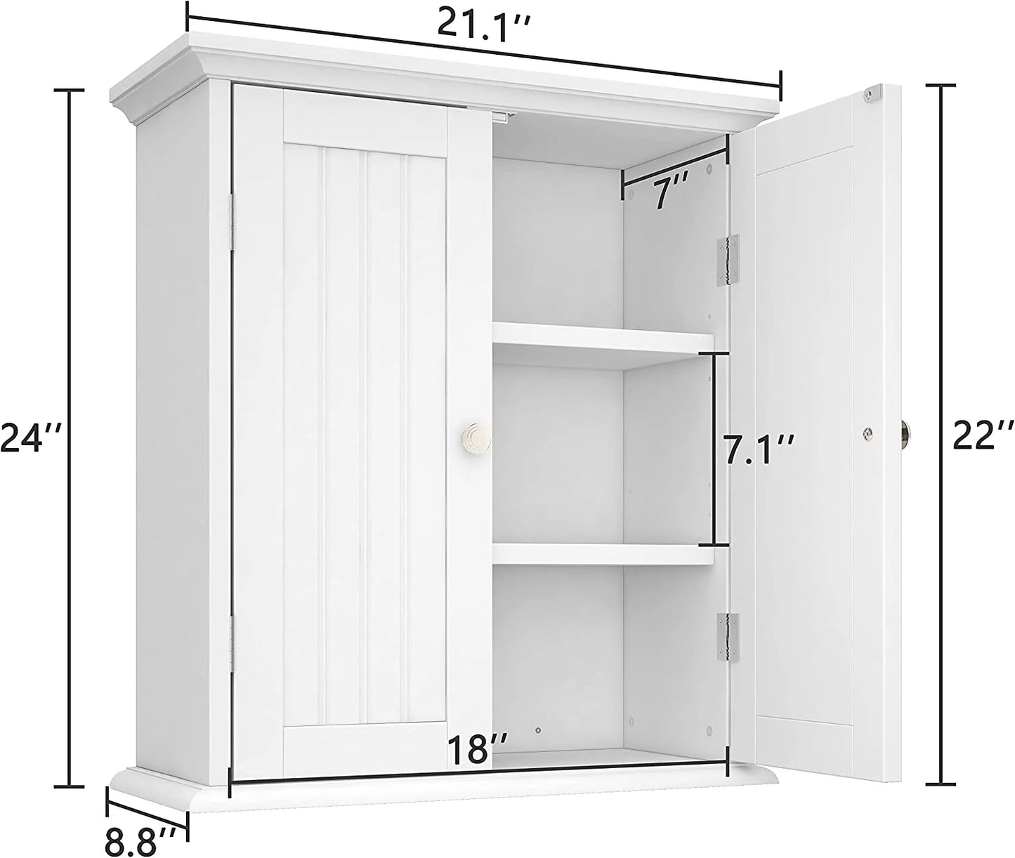 Bathroom Wall Cabinet, Over The Toilet Space Saver Storage Cabinet, Medicine Cabinet with 2 Door and Adjustable Shelves, Cupboard