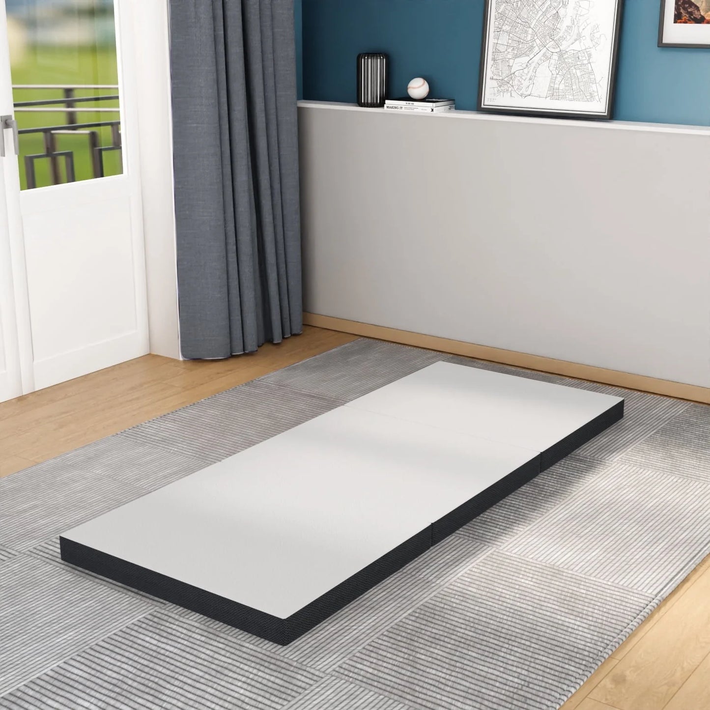 YRLLENSDAN 3 Inch Single Mattress, Floor Mattress Foldable Bed with Washable Cover Non-Slip Bottom for Camping Folding Mattress Trifold Mattress Foldable Mattress Single Size, 75" x 25" x 3"